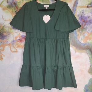 Lost + Wander Deep Green Mini Dress